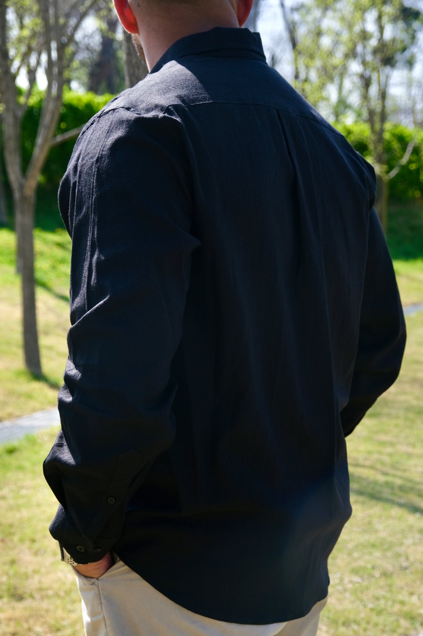 Linen Long Sleeve Shirt - Black