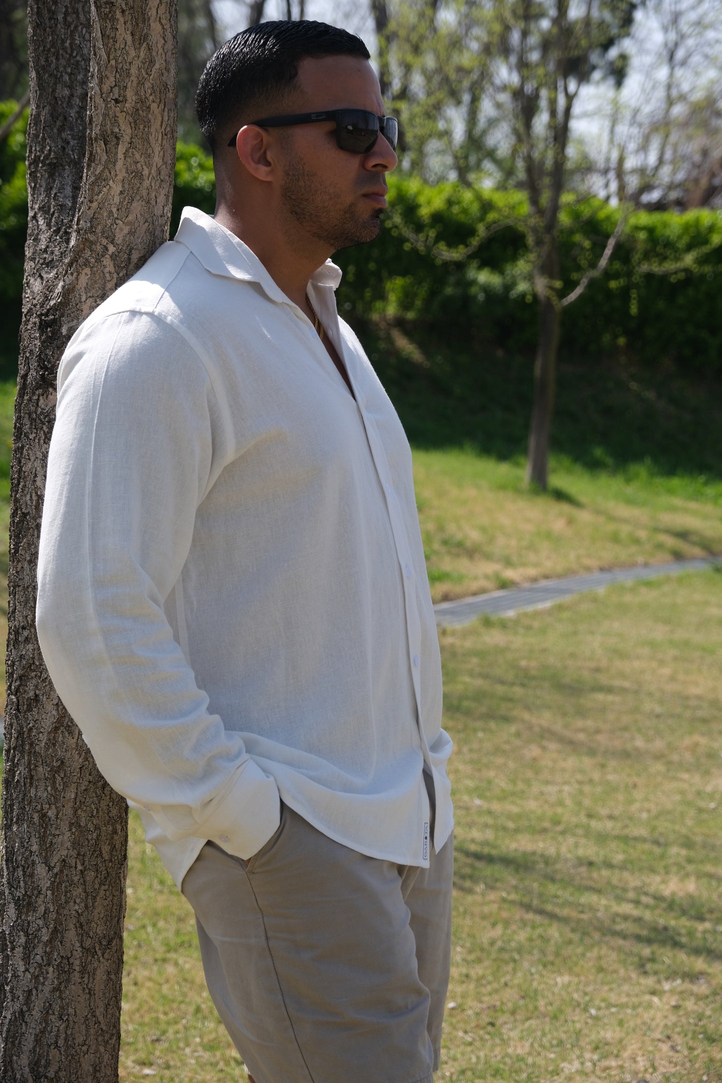Linen Long Sleeve Shirt - White
