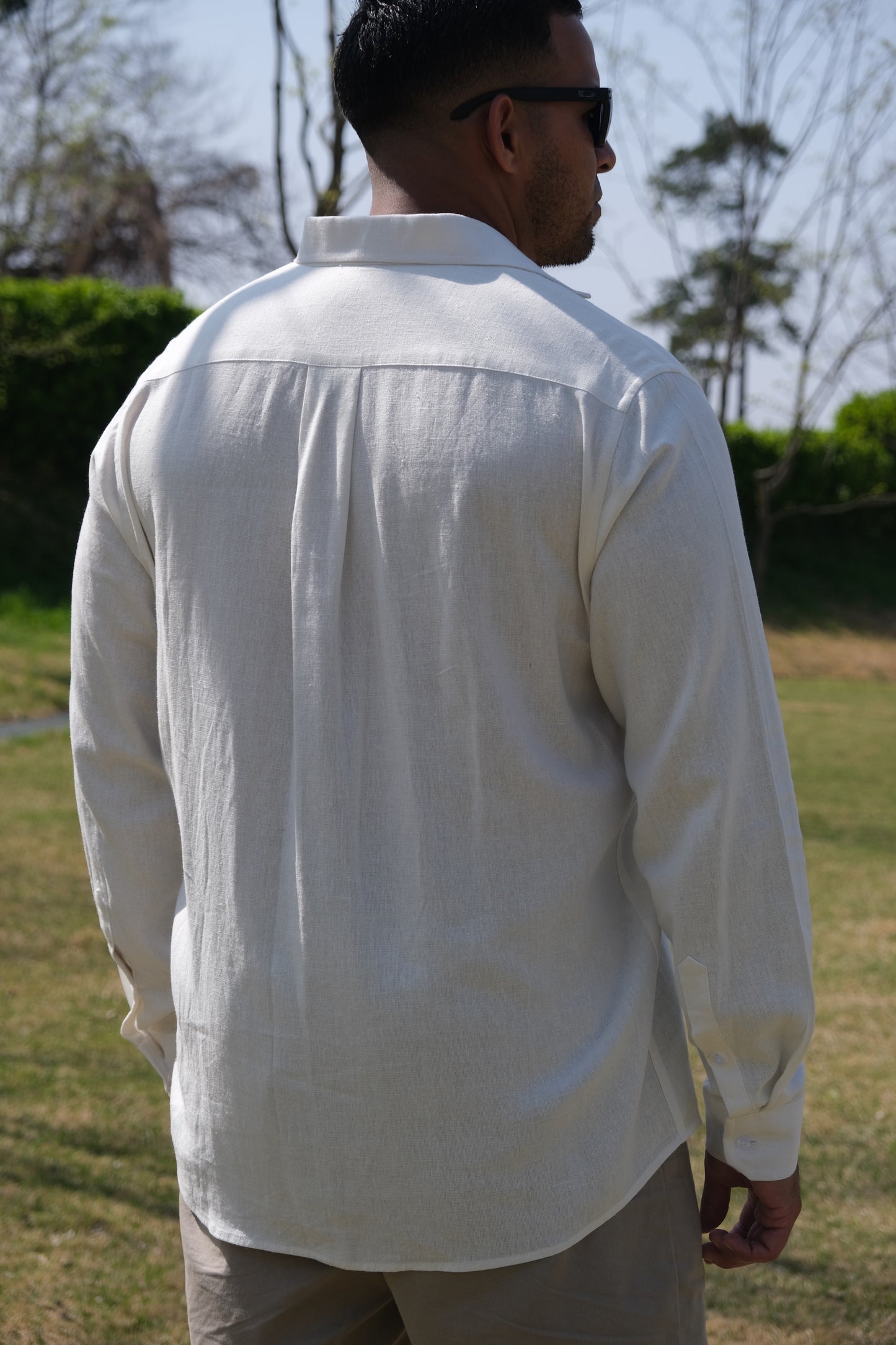 Linen Long Sleeve Shirt - White