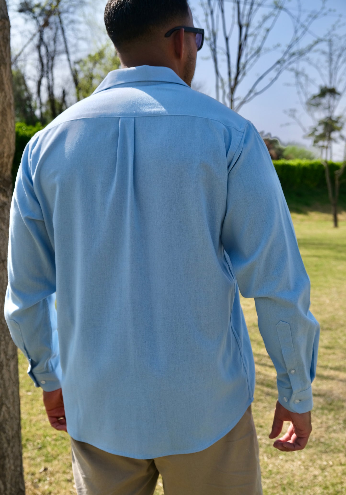 Linen Long Sleeve Shirt - Sky Blue